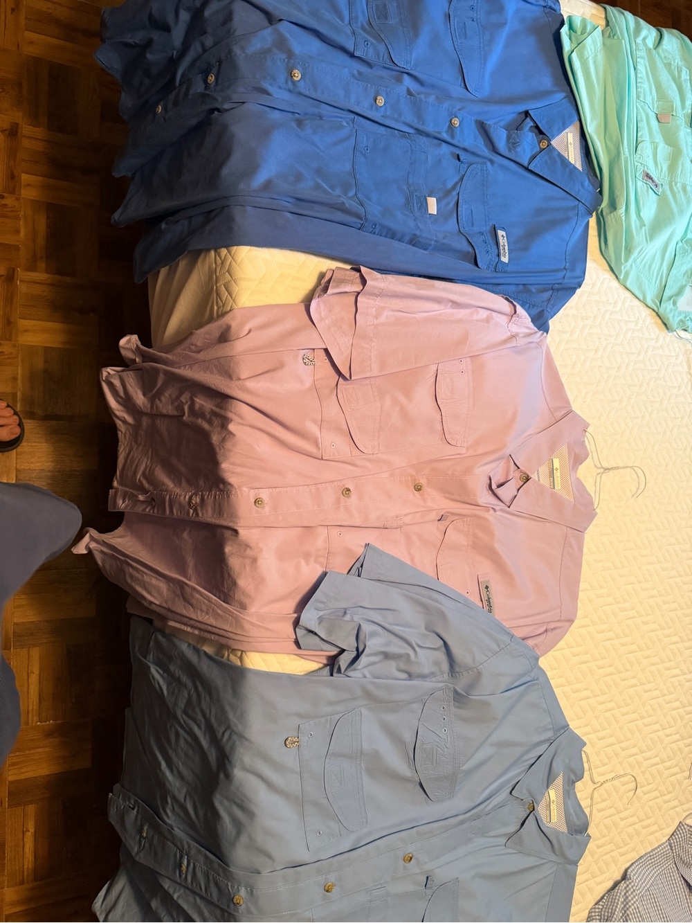 Columbia Blue, Light Blue, Pink & Mint Casual Button-Down Shirts - Pack of 4